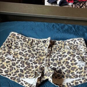 Leopard Print Women's Denim Shorts - Animal Print